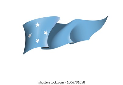 Micronesia flag state symbol isolated national banner. Greeting card National Day of small islands in the western Pacific Ocean. Illustration banner realistic state flag Federated States of Micronesia