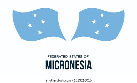 Micronesia flag state symbol isolated national banner. Greeting card National Day of small islands in the western Pacific Ocean. Illustration banner realistic state flag Federated States of Micronesia