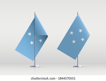 Micronesia flag state symbol isolated national banner. Greeting card National Day of small islands in the western Pacific Ocean. Illustration banner realistic state flag Federated States of Micronesia