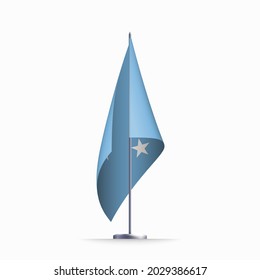 Micronesia flag state symbol isolated national banner. Greeting card National Day of small islands in the western Pacific Ocean. Illustration banner realistic state flag Federated States of Micronesia