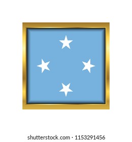 Micronesia Flag Vector Square Icon - Illustration, Flag of Micronesia. Abstract concept, icon,golden square, button. Raster illustration on white background.