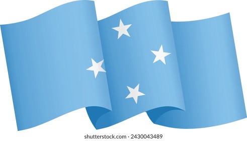 Micronesia flag wave isolated on png or transparent background. vector illustration.