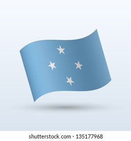 Micronesia flag waving form on gray background. Vector illustration.