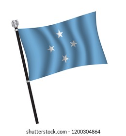 Micronesia flag , flag of Micronesia waving on flag pole, vector illustration EPS 10.