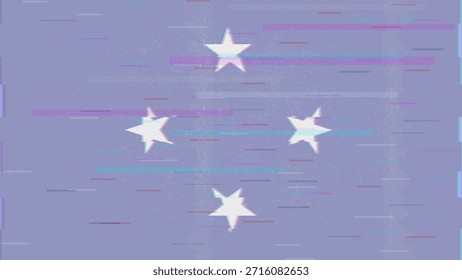 Vector Video de bandera de falla de Micronesia, distorsión dividida RGB, ilustración de marco abstracto digital