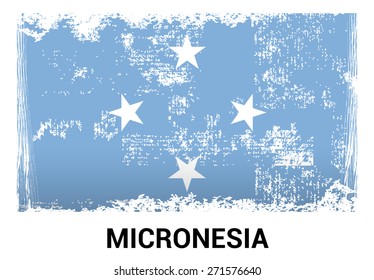 Micronesia grunge flag isolated vector in official colors and Proportion Correctly. country's name label in bottom