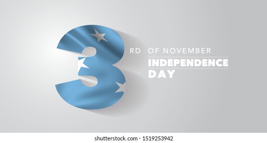 Micronesia independence day greeting card, banner, vector illustration. Micronesian national day 3rd of November background with elements of flag 