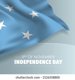Micronesia independence day greeting card, banner, vector illustration. Micronesian national day 3rd of November background with elements of flag, square format 