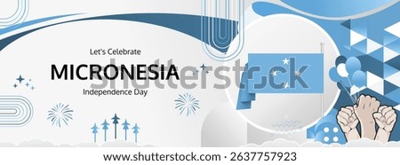 Micronesia Independence Day modern greeting banner. 3 November Happy National Day. Festive horizontal background with flag colors, great for carnival poster, tourism campaign, holidays flash sale