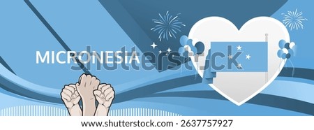 Micronesia Independence Day modern greeting banner. 3 November Happy National Day. Festive horizontal background with flag colors, great for carnival poster, tourism campaign, holidays flash sale