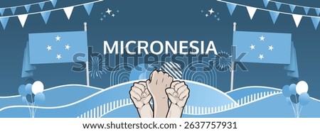 Micronesia Independence Day modern greeting banner. 3 November Happy National Day. Festive horizontal background with flag colors, great for carnival poster, tourism campaign, holidays flash sale