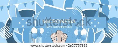 Micronesia Independence Day modern greeting banner. 3 November Happy National Day. Festive horizontal background with flag colors, great for carnival poster, tourism campaign, holidays flash sale