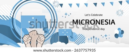 Micronesia Independence Day modern greeting banner. 3 November Happy National Day. Festive horizontal background with flag colors, great for carnival poster, tourism campaign, holidays flash sale