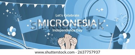 Micronesia Independence Day modern greeting banner. 3 November Happy National Day. Festive horizontal background with flag colors, great for carnival poster, tourism campaign, holidays flash sale