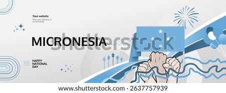 Micronesia Independence Day modern greeting banner. 3 November Happy National Day. Festive horizontal background with flag colors, great for carnival poster, tourism campaign, holidays flash sale