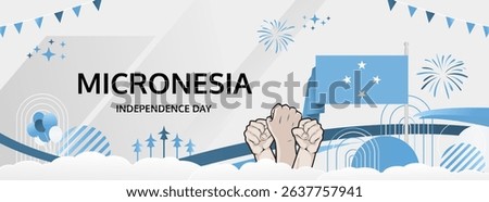 Micronesia Independence Day modern greeting banner. 3 November Happy National Day. Festive horizontal background with flag colors, great for carnival poster, tourism campaign, holidays flash sale