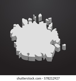 Micronesia map in gray on a black background 3d