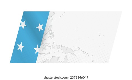 Micronesia map in modern style with flag of Micronesia on left side. Vector illustration of a map.