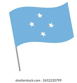 Bandeira nacional da Micronésia flutters with flagpole