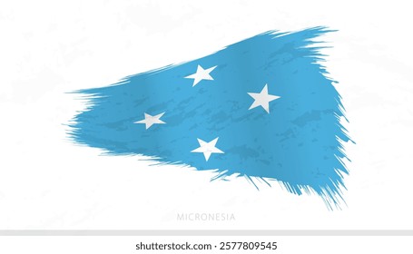 Micronesia National Flag with Textured Brush Strokes. Artistic Brush Stroke Design.