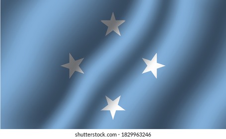 micronesia national wavy flag vector illustration. textile fabric close up mode