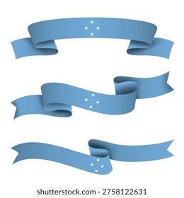 MICRONESIA Ribbon Flag Set, MICRONESIA National Flag Banner Collection with Wavy Ribbon Design