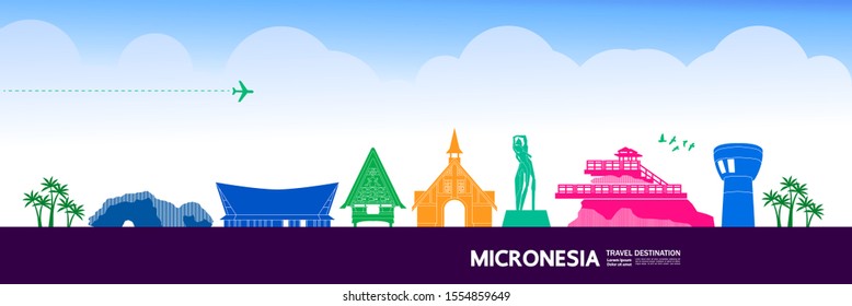 Micronesia travel destination grand vector illustration.