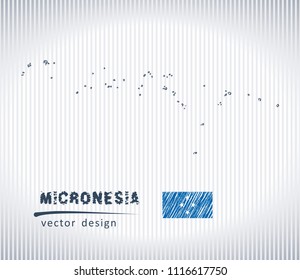 Micronesia vector chalk drawing map isolated on a white background
