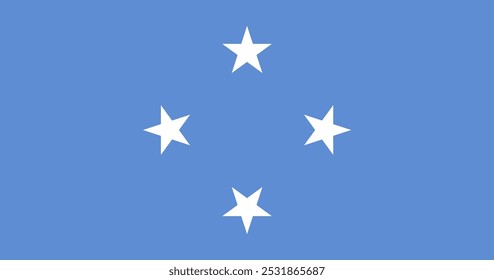 Ilustração da bandeira do vetor da Micronésia. Insígnia oficial com fundo azul com quatro estrelas brancas. Ideal para projetos culturais, históricos e geográficos, enfatizando o orgulho nacional