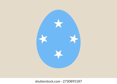 Micronesian flag creatively designed inside an Easter egg shape, representing a patriotic symbol for the festive Christian holiday..