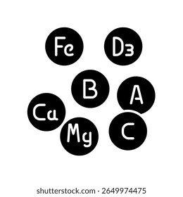 Micronutrients black flat icon for digital and print projects.  Minimal clean icons for apps and websites. Modern simple icons for UI UX and branding