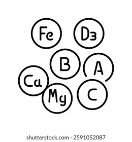 Micronutrients black line icon. Vector isolated element. Nutritionology editable stroke






. Editable stroke.