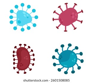 Microorganism bacterium microscopic cells flat illustration 