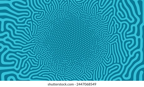 Microorganism Colony Vector Blue Colors Conceptual Abstract Background. Micro Organism Microbe Germ Bacillus Bacteria Virus Microbiology Concept Radial Structure Abstraction. Psychedelic Graphical Art