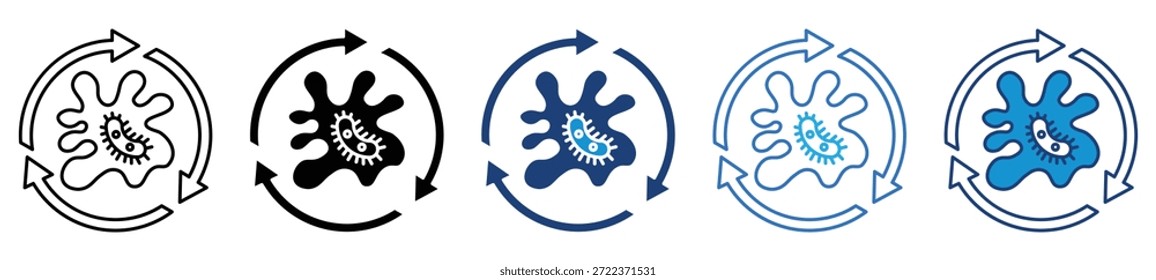 Conjunto de iconos de microorganismos en varios estilos