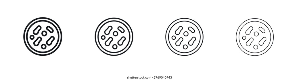 Microorganism icons big set. Simple black stroke line versions collection
