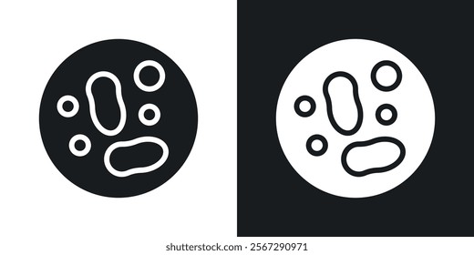 Microorganism icons in solid black and white colors