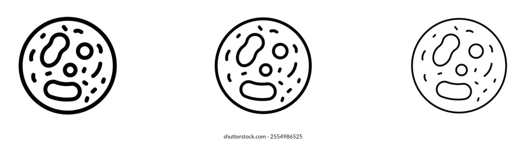 Microorganism icons in tree different stroke sizes