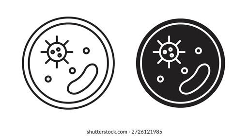 Símbolo de Vector de iconos de microorganismos con trazo editable y versiones planas