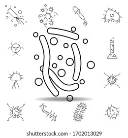 icono de línea de microorganismos. elemento de los iconos de la ilustración del virus de la bacteria. símbolos se pueden utilizar para el logotipo web aplicación móvil UI UX