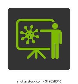 Microorganism Report vector icon. Style is flat rounded square button, eco green and gray colors, white background.
