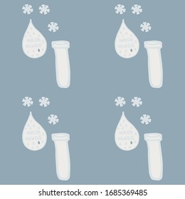 Microorganism Seamless Pattern. Abstract Different Kinds of Viruses. Vector Illustration Abstract molecule Background. Antiviral in hospital Backdrop.  Bacteria Illustration.