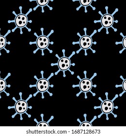 Microorganism Seamless Pattern. Minimal Virus Infection Bacteria and germs, Abstract molecule Background. Control and antiseptic Background.  Virus Illustration.
