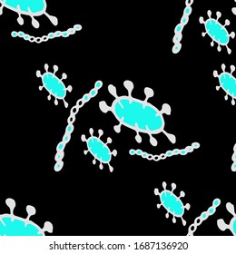 Microorganism Seamless Vector. Minimal Different Kinds of Viruses. Microorganism disease causing Flat Vector Illustration Background. Control and antiseptic Backdrop.  Bacteria Illustration.