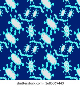 Microorganism Seamless Vector. Simple Bacteria Biology Organisms. Bacteria and germs, Molecular structure Background. Control and antiseptic Background.  Bacteria Illustration.