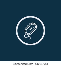 Microorganism structure. Microbe cell with flagella. Microbiology theme. Flat style pink single vector icon