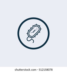 Microorganism structure. Microbe cell with flagella. Microbiology theme. Flat style pink single vector icon