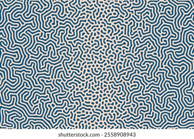 Microorganism Structure Pattern Conceptual Vector Blue Beige Abstract Background. Dots and Swirls Psychedelic Chaotic Pattern Unusual Graphic Abstraction. Intricate Ornament Original Art Illustration