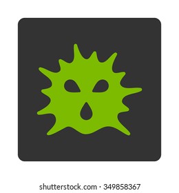 Microorganism Structure vector icon. Style is flat rounded square button, eco green and gray colors, white background.
