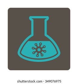 Microorganism Test vector icon. Style is flat rounded square button, cyan and grey colors, white background.